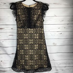 NWT Max Studio Specialty Dress Black & Nude Lace
